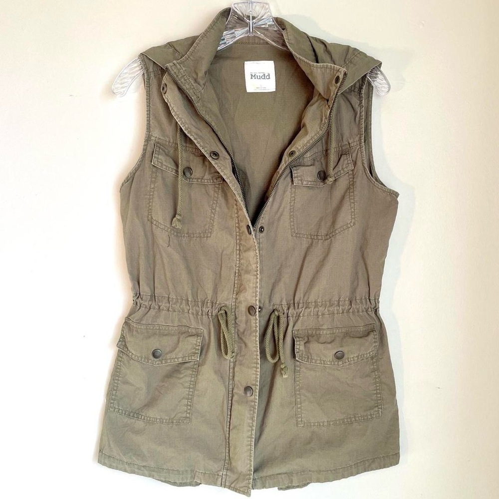Juniors L Mudd Olive Green sleeveless Utility Vest
